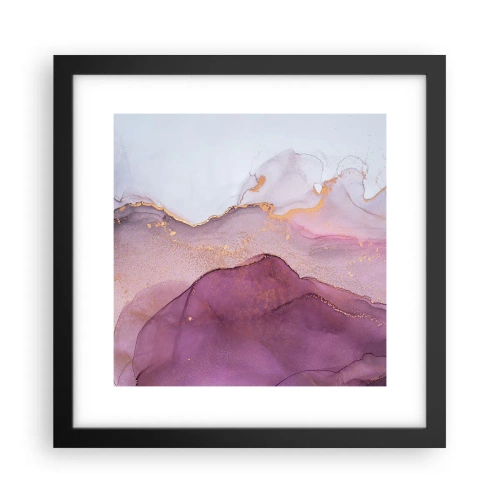 Poster în ramă neagră - Valuri de liliac și violet - 30x30 cm