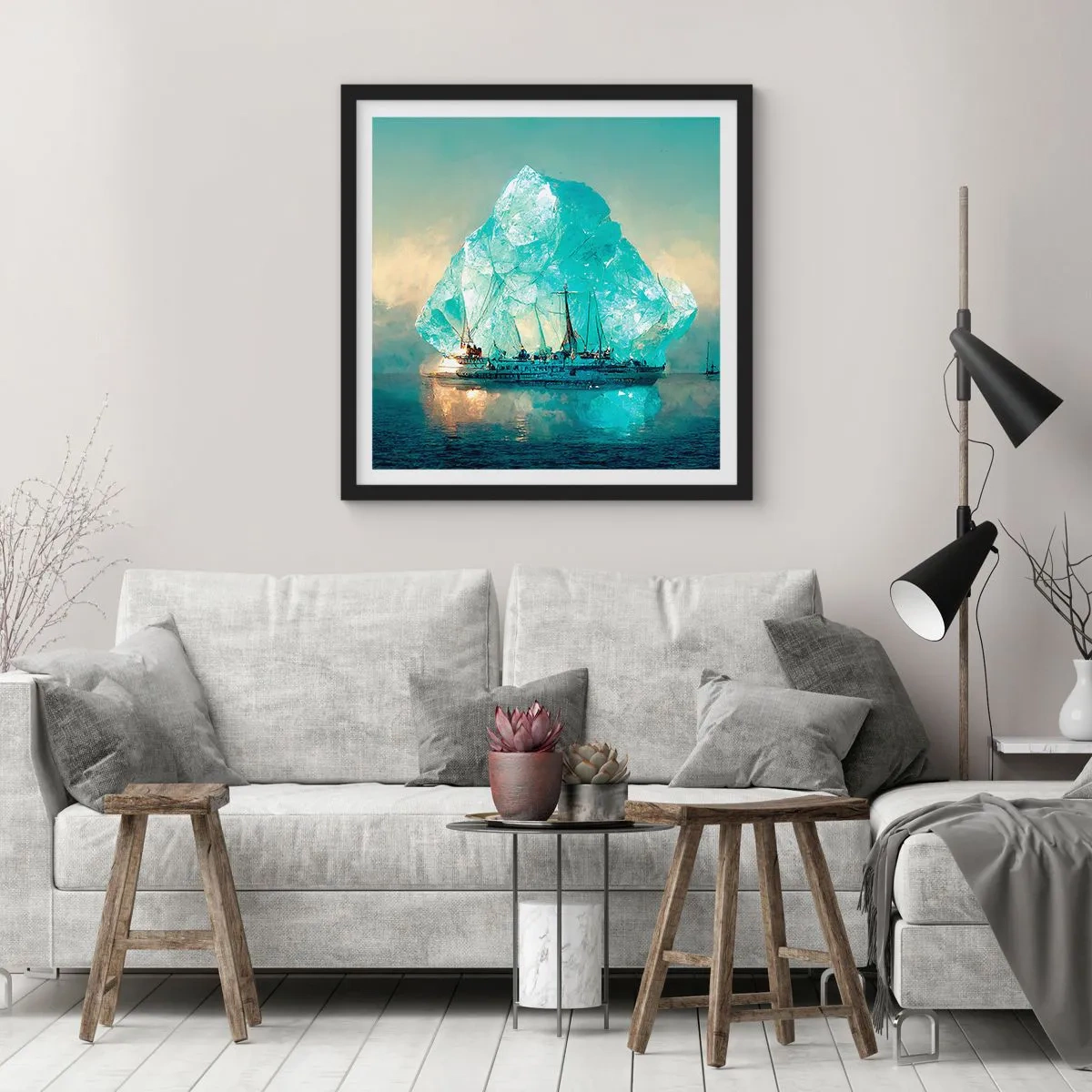Poster în ramă neagră - Diamant arctic - 60x60 cm