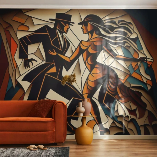 Tapet Autoadeziv Deluxe Sticker - Dans cu pasiune - Cubism, Dans, Cuplu - 500x350 cm