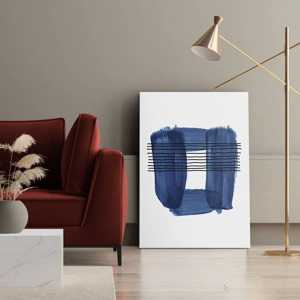 Tablou pe pânză - Compoziție albastru-negru - 70x100 cm