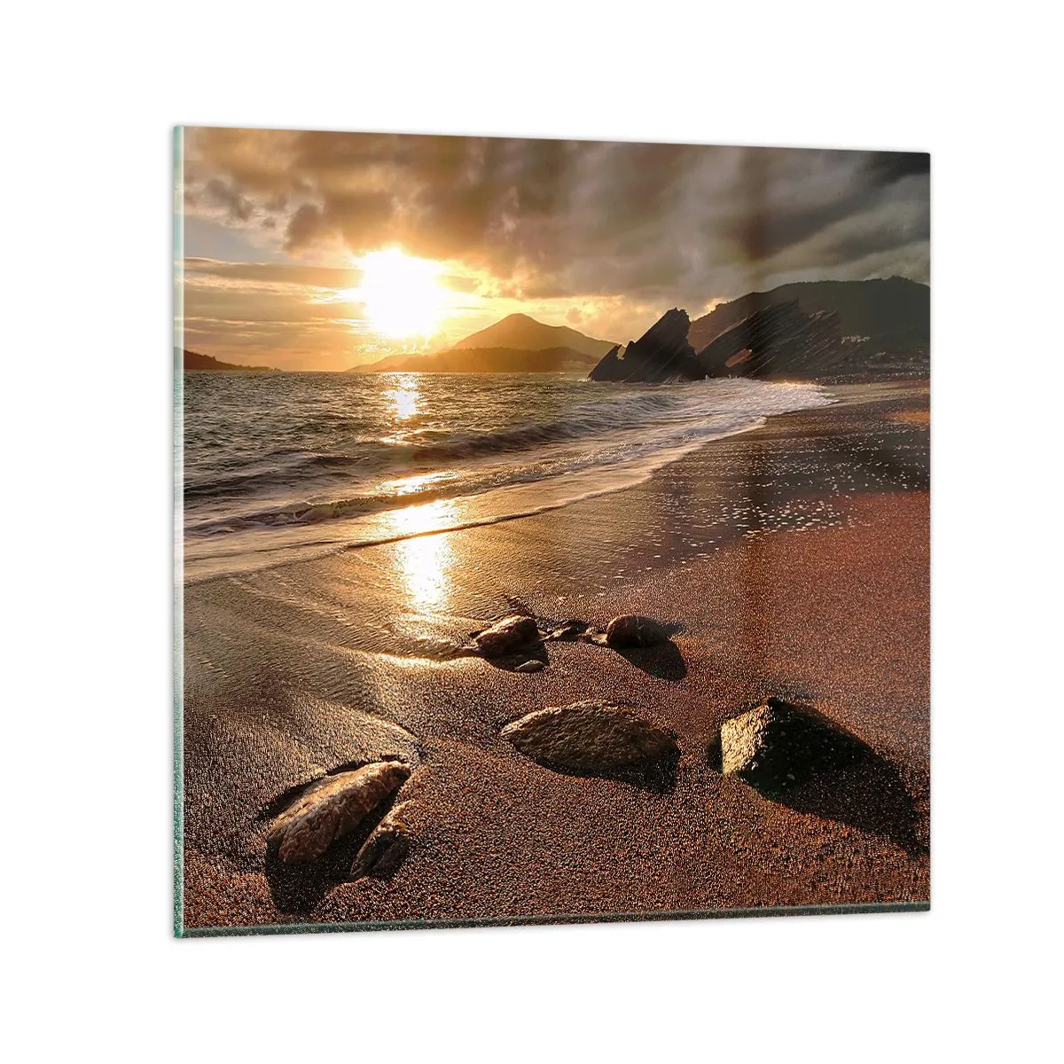 Tablou pe sticlă - Urmează soarele spre dealuri - 60x60 cm