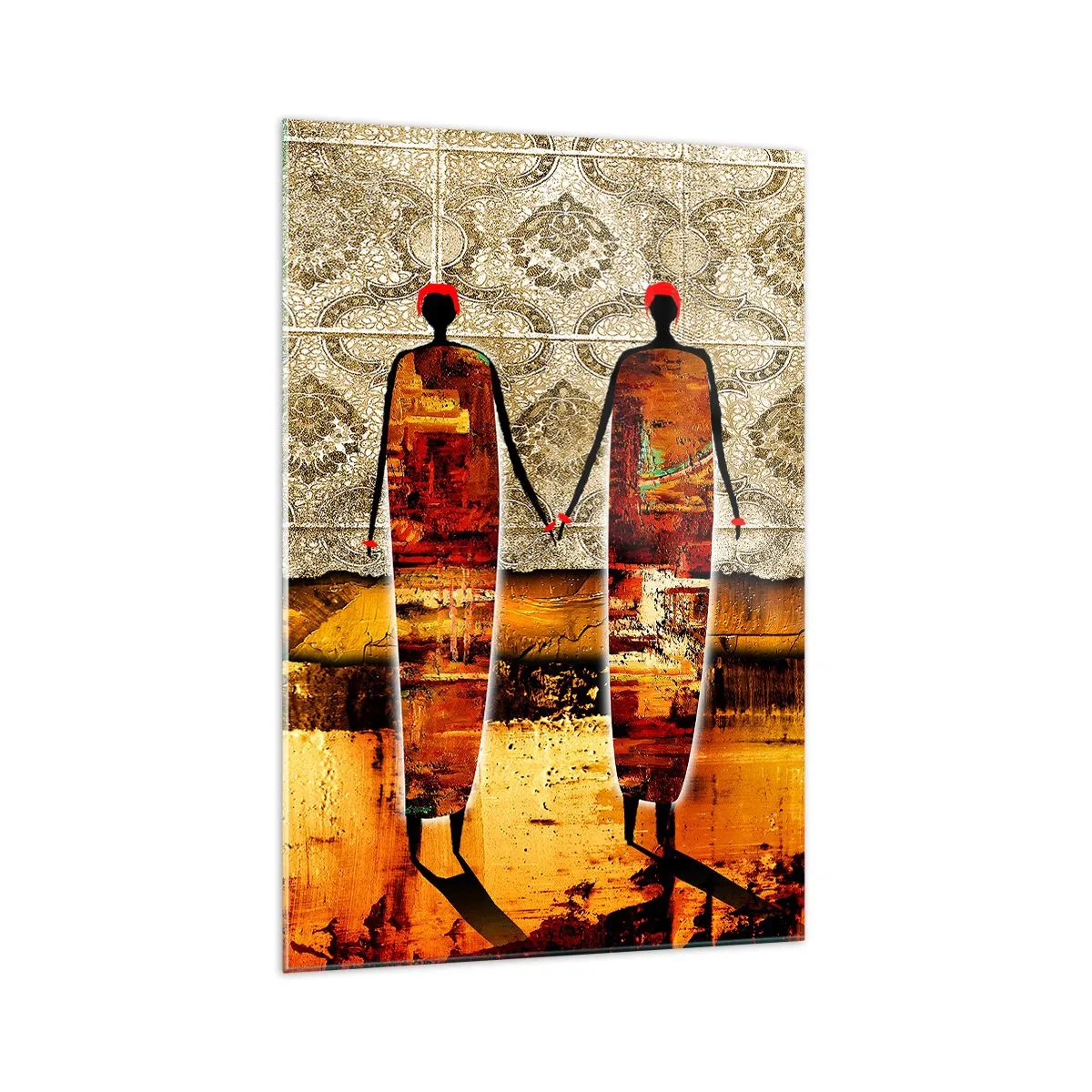Tablou pe sticlă - Compoziție etnică în culorile Africii - 70x100 cm