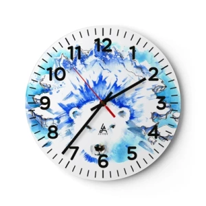 Ceas de perete - Ceas pe sticlă - Regele Arcticii într-o coroană de gheață - 40x40 cm