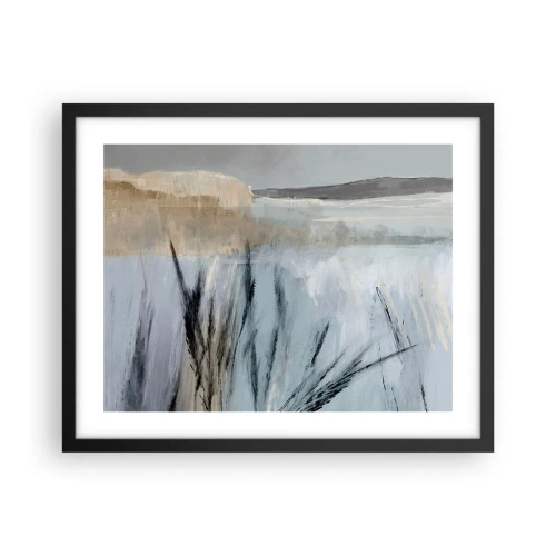 Poster în ramă neagră - Câmpuri de iarnă - 50x40 cm