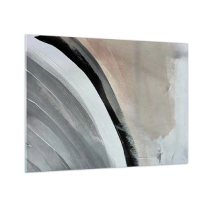 Tablou pe sticlă - Arc abstract în nuanțe de gri și negru - 70x50cm - Compoziție: arc de negru și gri - Decorațiune modernă pentru perete pentru living și dormitor ARTTOR
