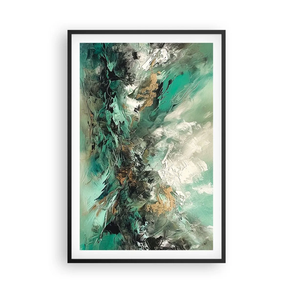 Poster în ramă neagră - Fierbere negru-smarald - 61x91 cm