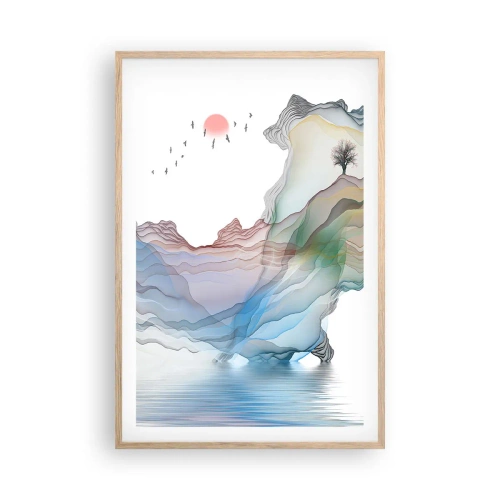 Poster în ramă de stejar deschis - Spre munții de cristal - 61x91 cm