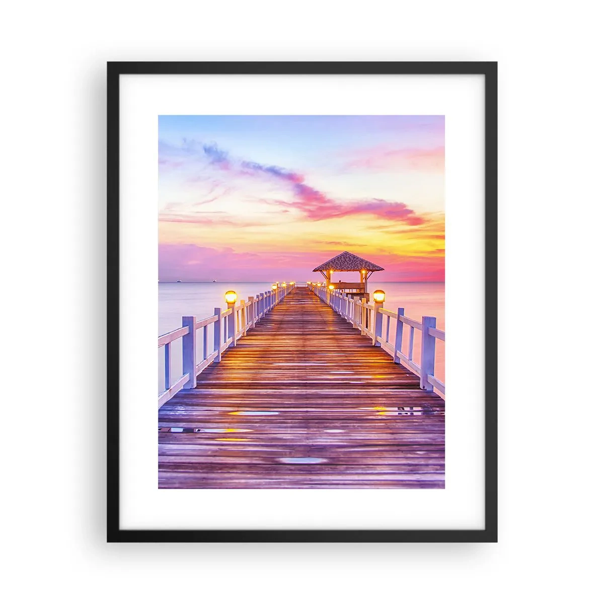 Poster în ramă neagră - Tăcerea serii în liliac-auriu - 40x50 cm