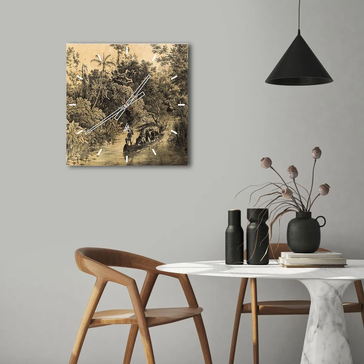 Ceas de perete - Ceas pe sticlă - Călătorie la sursă - 40x40 cm