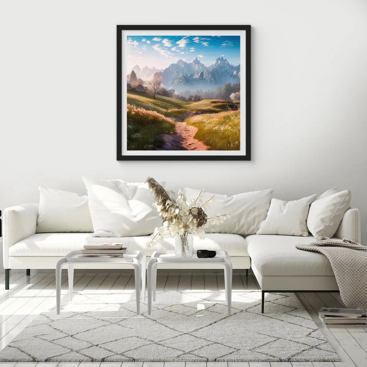 Poster în ramă neagră - Valea idilică - 30x30 cm