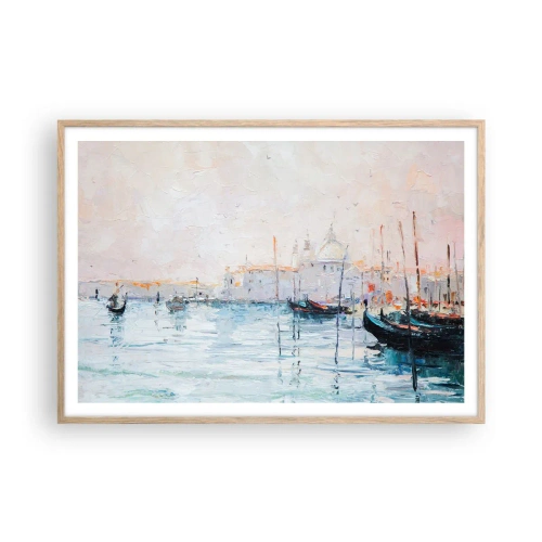 Poster în ramă de stejar deschis - În spatele apei, în spatele ceții - 100x70 cm
