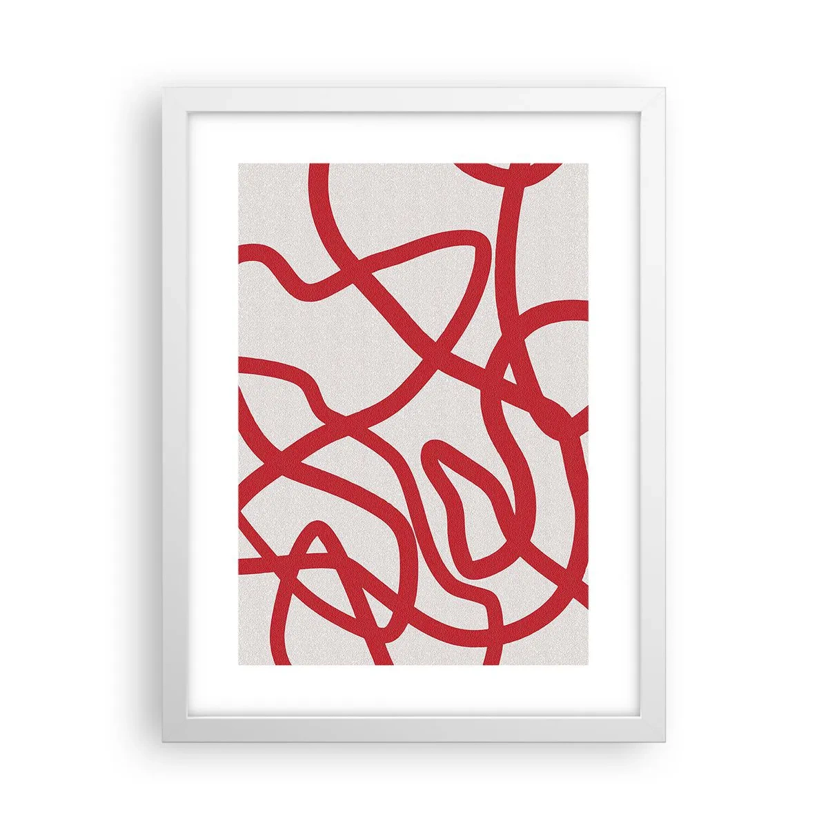 Poster în ramă albă - Roșu pe alb - 30x40 cm