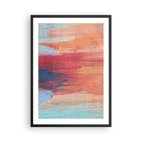 Poster în ramă neagră - Tușe de vopsea abstractă în tonuri calde și reci - 50x70cm - Plutind prin curcubeu - Decorațiune modernă pentru perete pentru living și dormitor ARTTOR