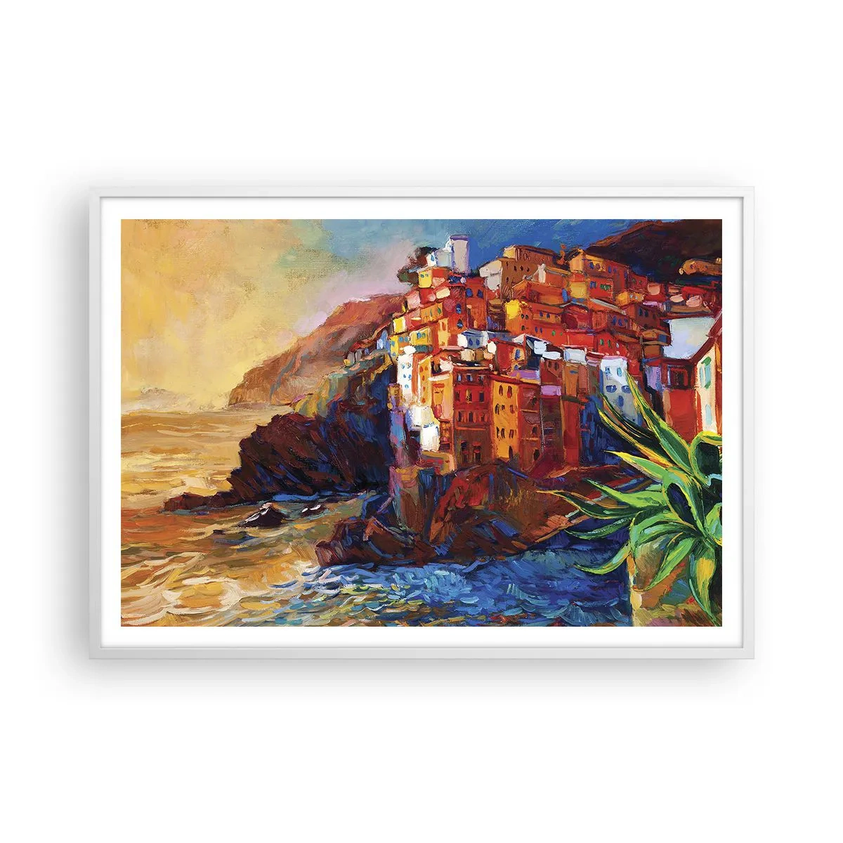 Poster în ramă albă - Oraș italian de vis - 100x70 cm