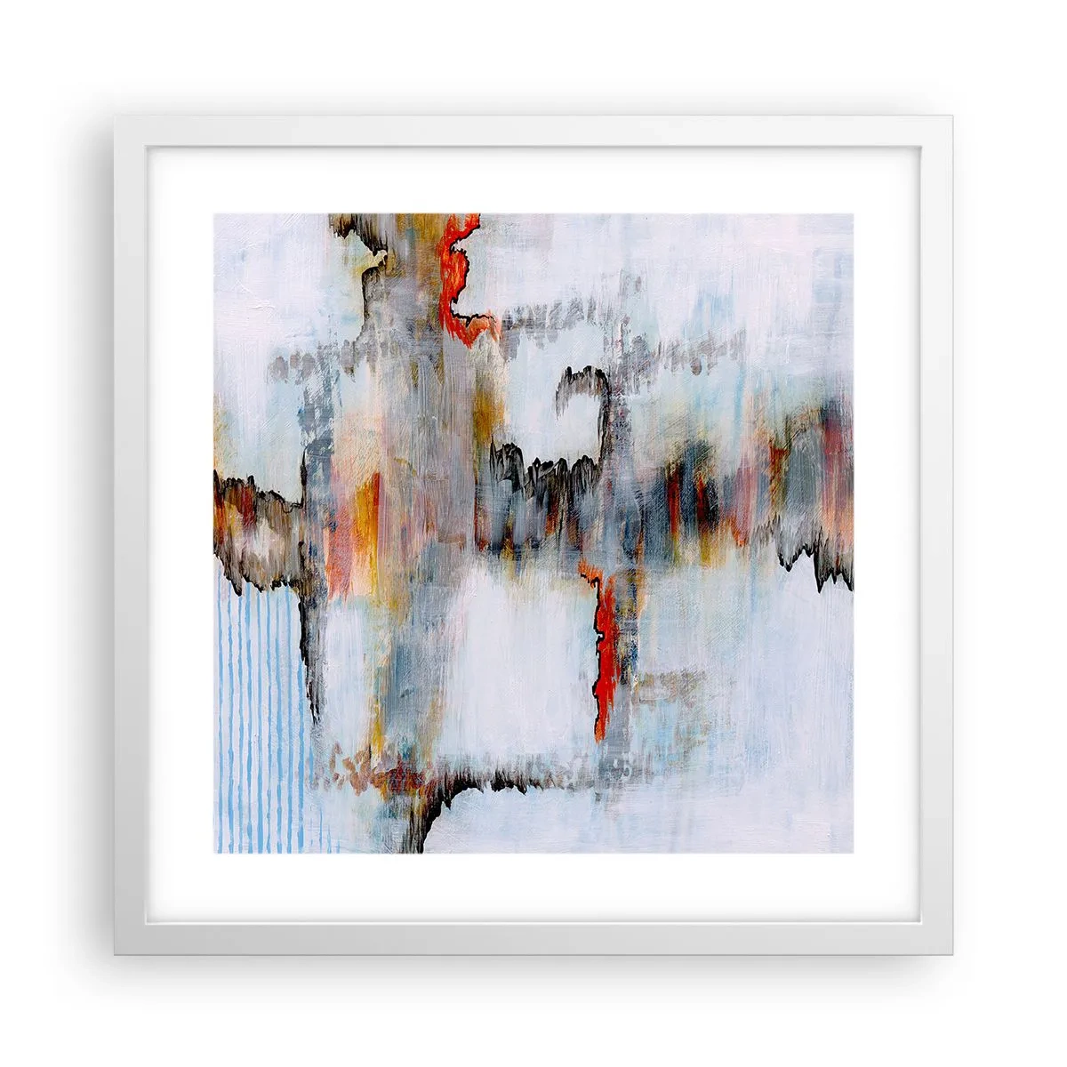 Poster în ramă albă - Cu bățul pe apă - 40x40 cm