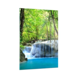 Tablou pe sticlă - Scufundat în turcoaz și verde - 50x70 cm