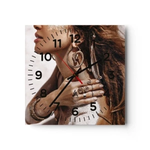 Ceas de perete - Ceas pe sticlă - Regina plajei sălbatice - 30x30 cm