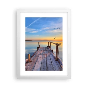 Poster în ramă albă - Mergând înainte spre soare - 30x40 cm