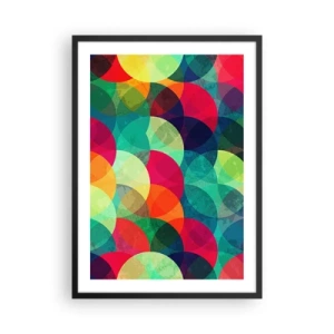 Poster în ramă neagră - Cercuri abstracte, colorate, care se suprapun - 50x70cm - Să intrăm în curcubeu - Decorațiune modernă pentru perete pentru living și dormitor ARTTOR