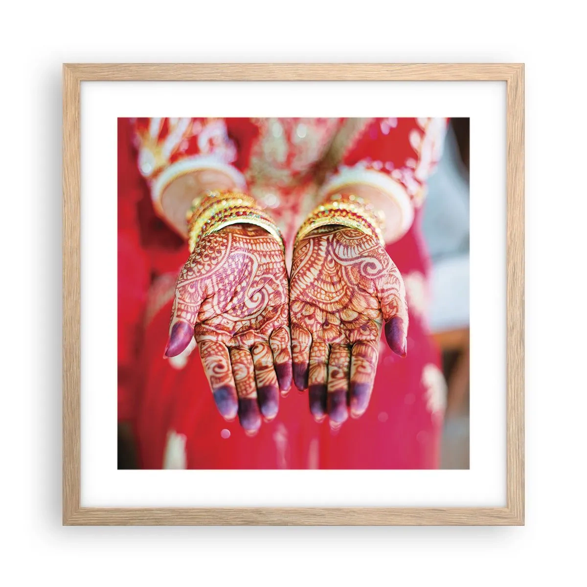 Poster în ramă de stejar deschis - Gata să prindă fericirea - 40x40 cm