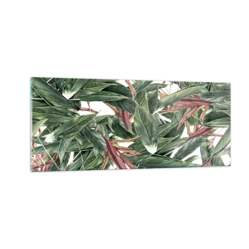 Tablou pe sticlă - Tufișuri de smarald și liliac - 100x40 cm