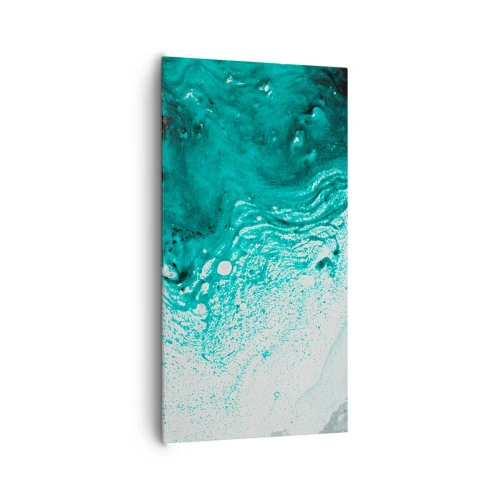 Tablou pe pânză - Dizolvându-se în alb și turcoaz - 65x120 cm