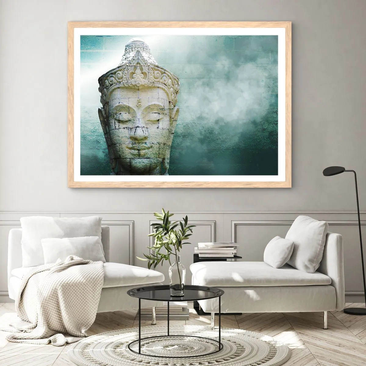 Poster în ramă de stejar deschis - Căutând iluminarea - 50x40 cm