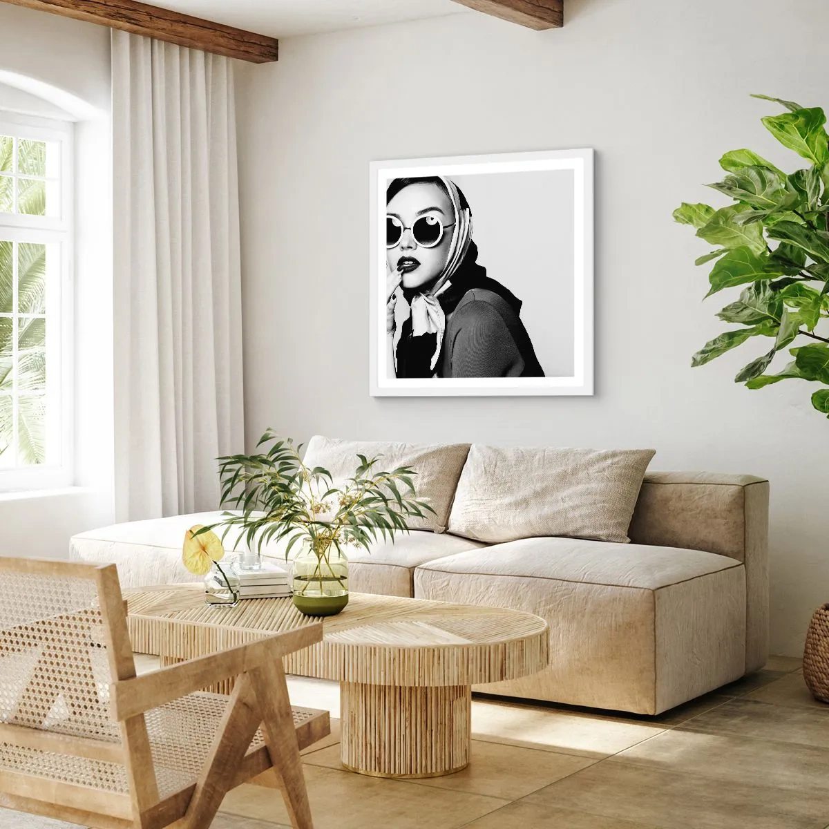 Poster în ramă albă - Salutări din anii `60. - 60x60 cm