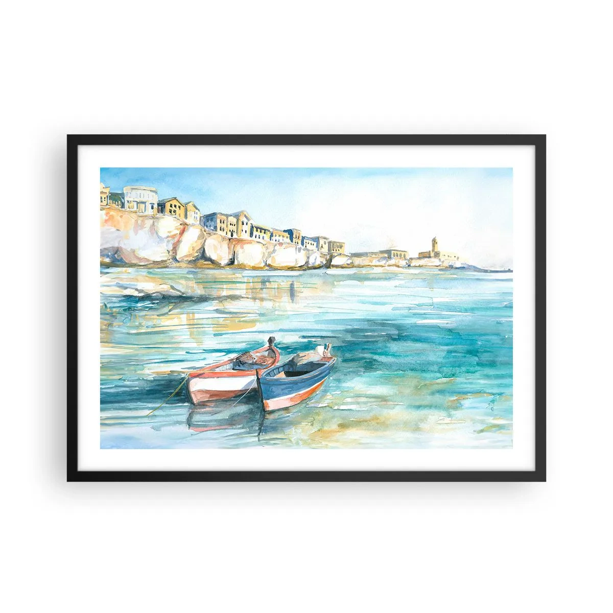 Poster în ramă neagră - Peisaj în azur - 70x50 cm