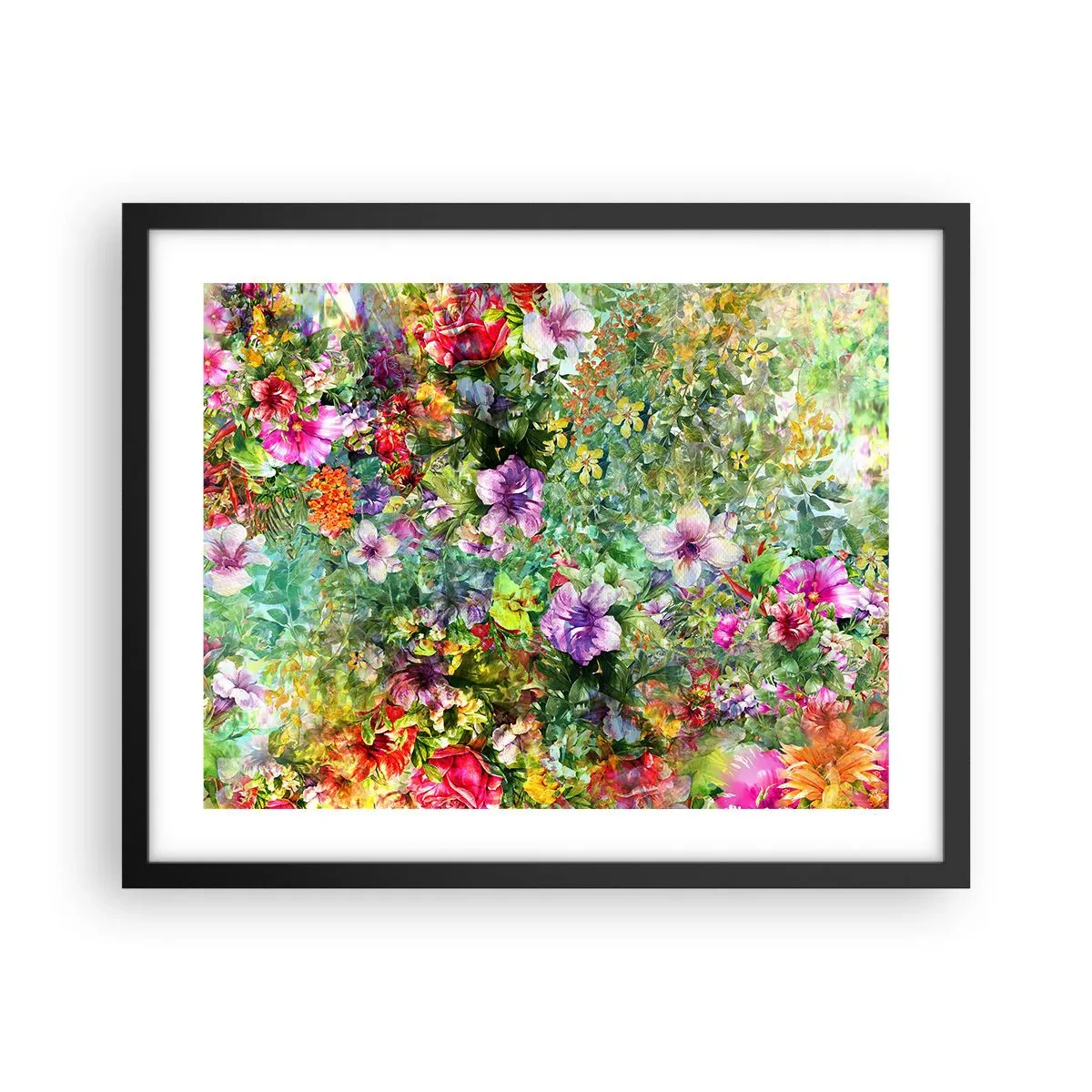 Poster în ramă neagră - Să ne pierdem în flori - 50x40 cm