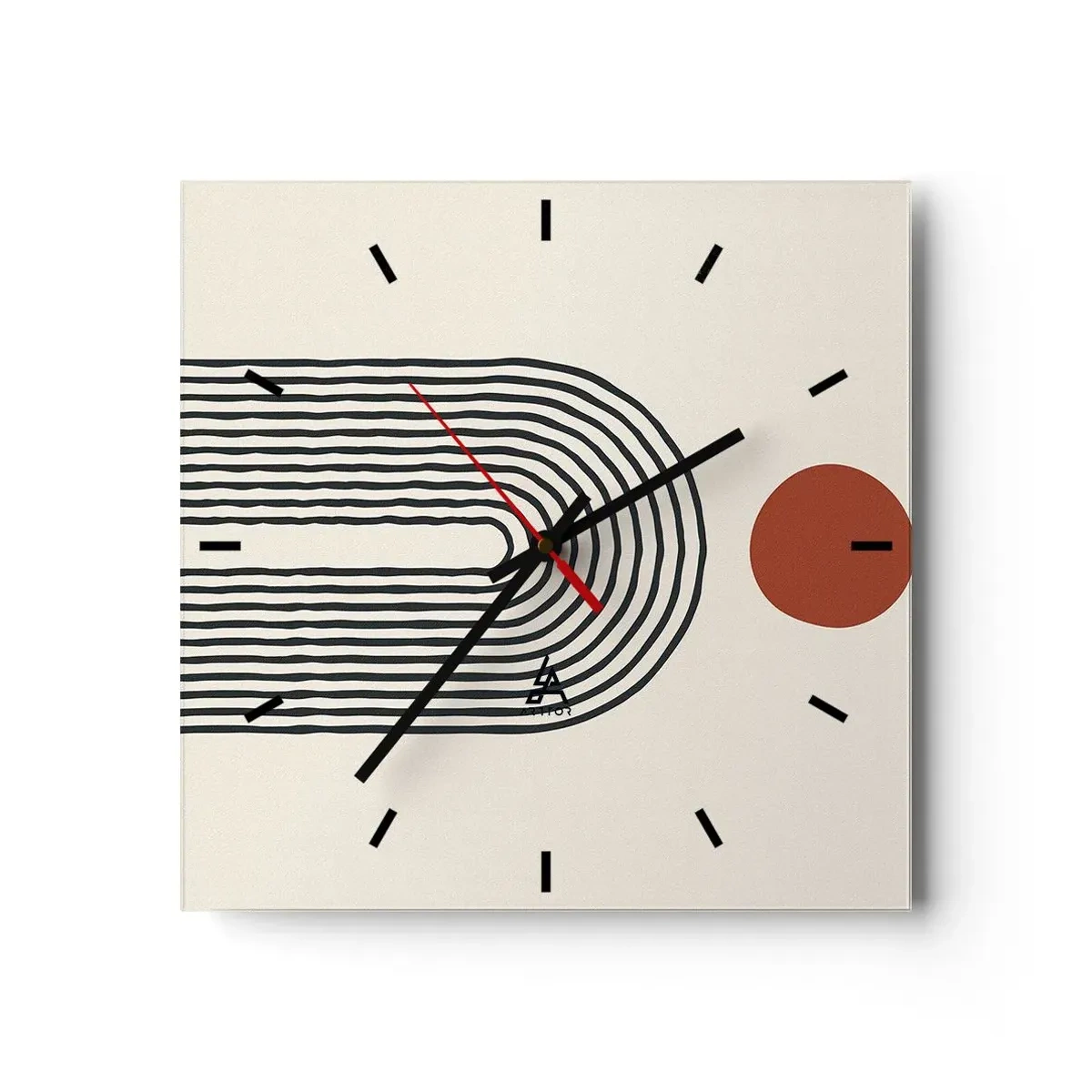 Ceas de perete - Ceas pe sticlă - Magnetismul formelor și al culorilor - 30x30 cm