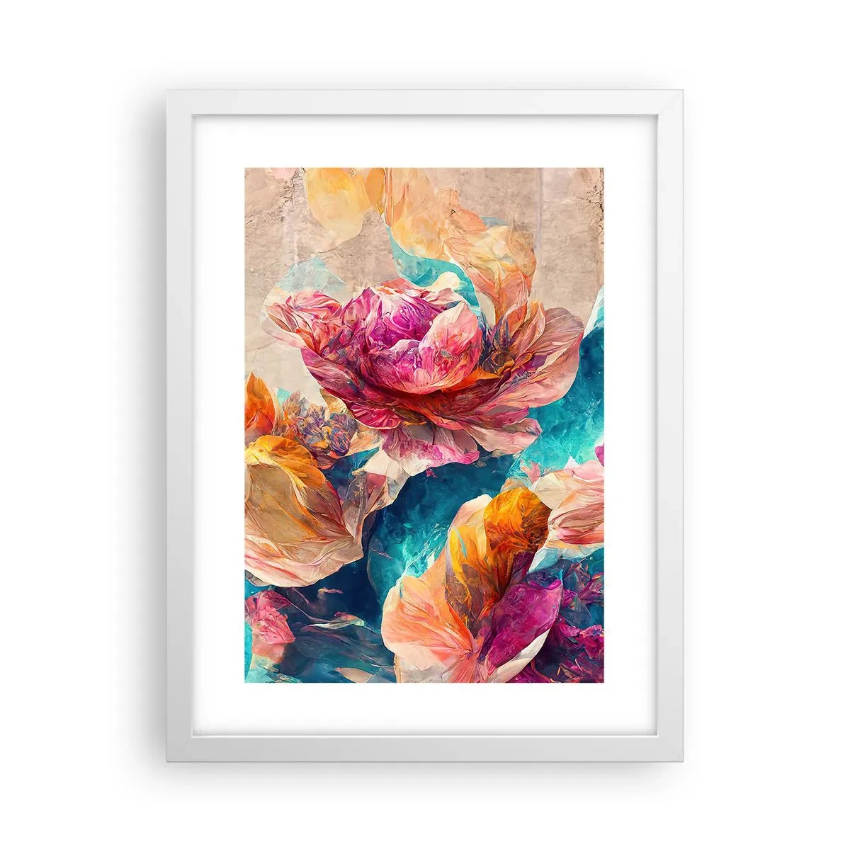 Poster în ramă albă - Splendoarea colorată a buchetului de flori - 30x40 cm