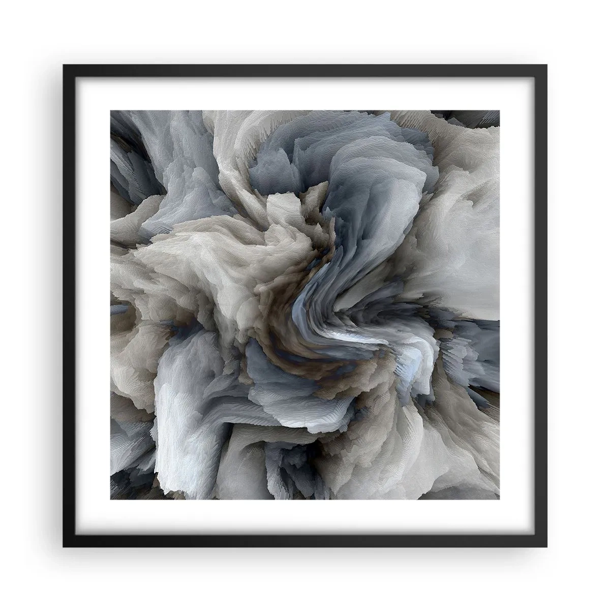 Poster în ramă neagră - Piatră și floare - 50x50 cm
