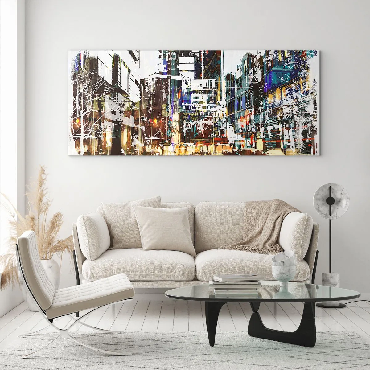 Tablou pe sticlă - Orașul pâlpâind - 90x30 cm