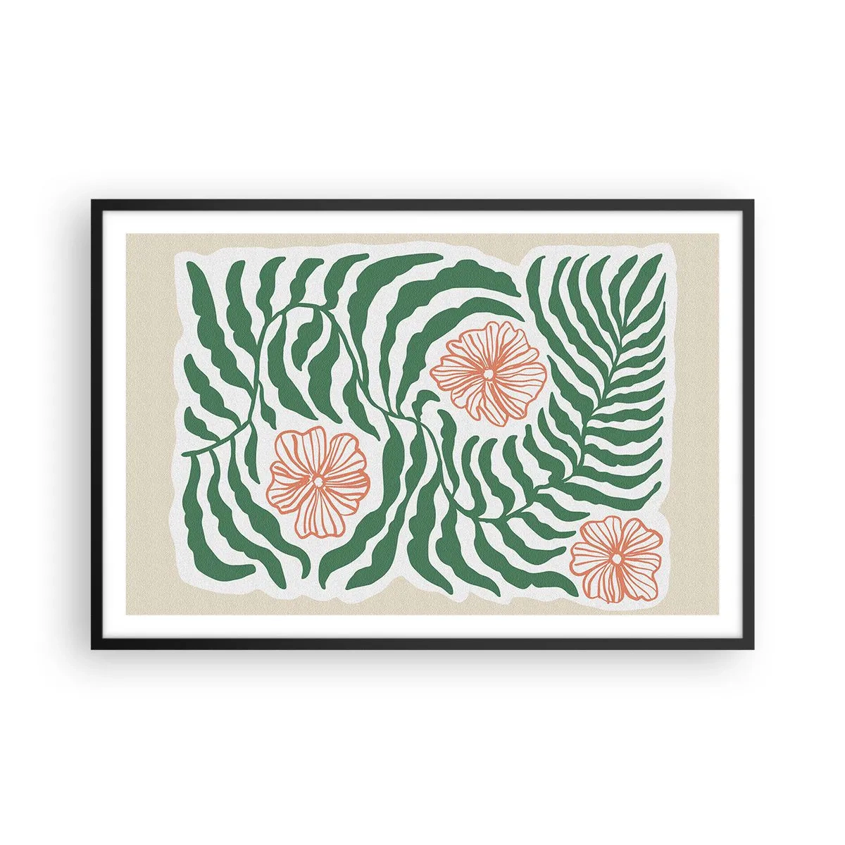 Poster în ramă neagră - Înflorite în verde - 91x61 cm