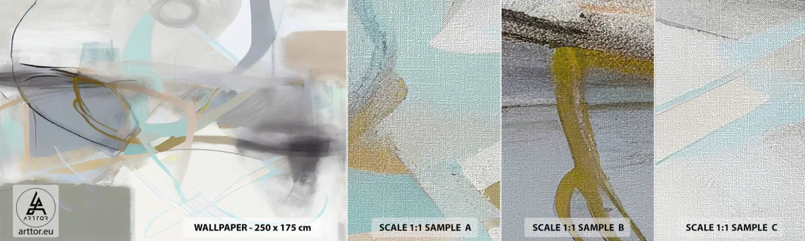 Mostră tapet Premium Canvas - Abstracție cețoasă - Abstracția, Bucată, Luminos - 100x30 cm