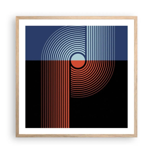 Poster în ramă de stejar deschis - Într-o îmbrăţişare geometrică - 60x60 cm