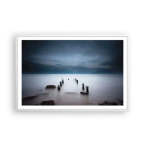 Poster în ramă albă - Un lac în ceața calmă - 91x61 cm