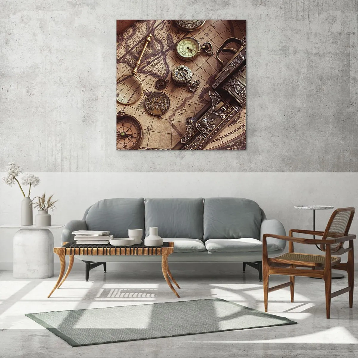 Tablou pe sticlă - Sugestii de aventură - 70x70 cm