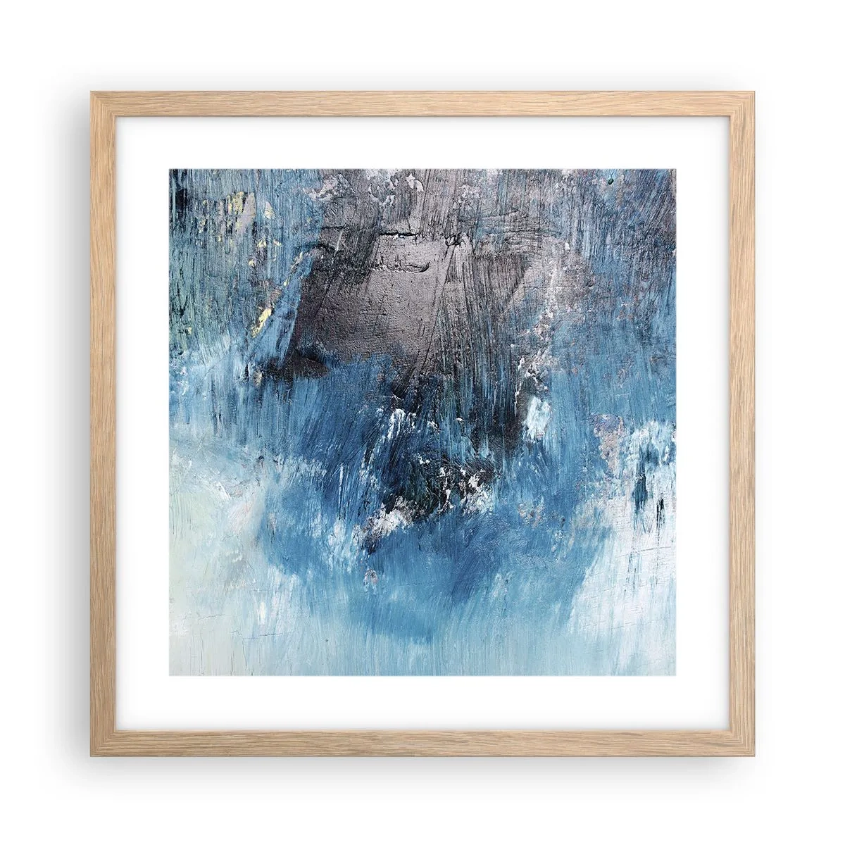 Poster în ramă de stejar deschis - Rapsodie albastră - 40x40 cm