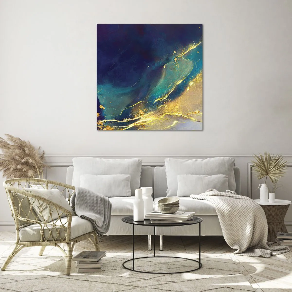 Tablou pe sticlă - Baltă de aur - 70x70 cm