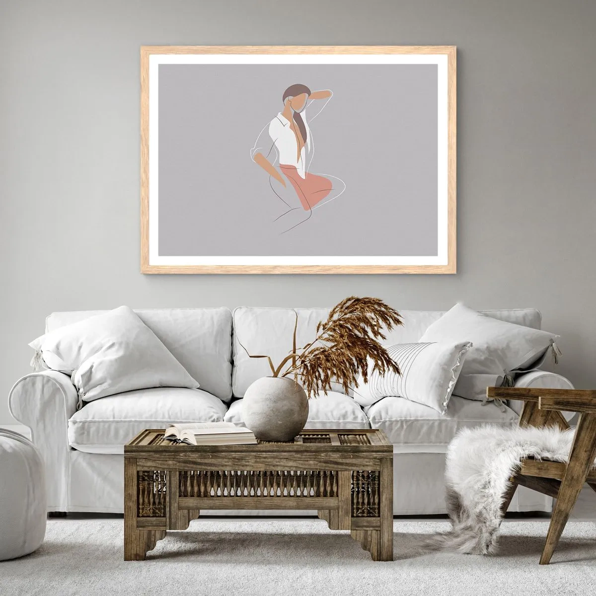 Poster în ramă de stejar deschis - Schiță de farmec - 100x70 cm