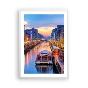 Poster în ramă albă - O seară de lumină și distracție - 50x70 cm