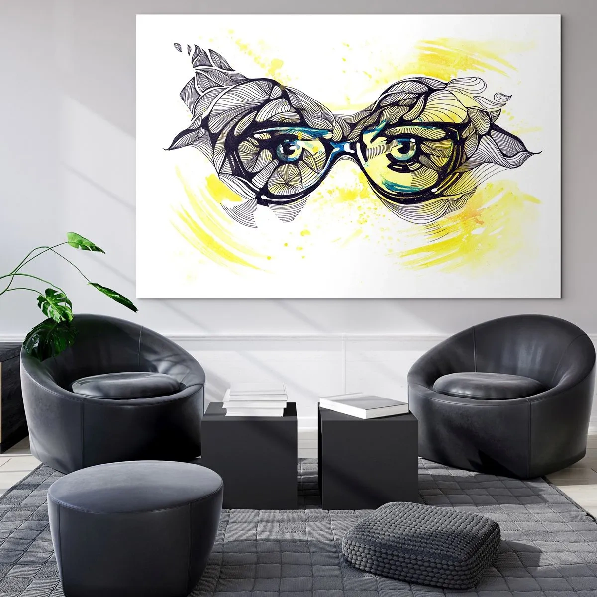 Tablou pe sticlă - Prin ochelari albaștri - 100x70 cm