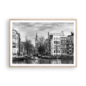 Poster în ramă de stejar deschis - Amsterdam vibes - 100x70 cm