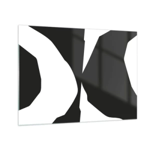 Tablou pe sticlă - Compoziție grafică alb-negru într-un stil contrastant pozitiv-negativ - 70x50cm - Pozitiv -negativ - Decorațiune modernă pentru perete pentru living și dormitor ARTTOR