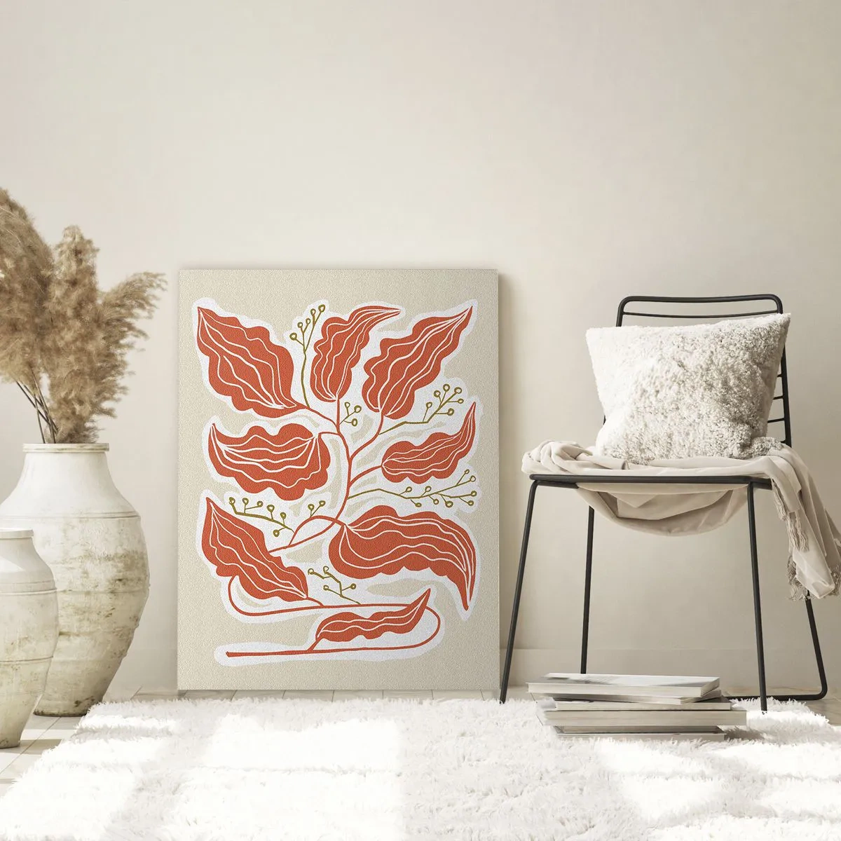 Tablou pe sticlă - Folk și coral - 50x70 cm