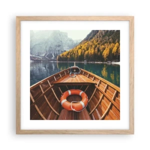 Poster în ramă de stejar deschis - Excursie pe munte - 40x40 cm