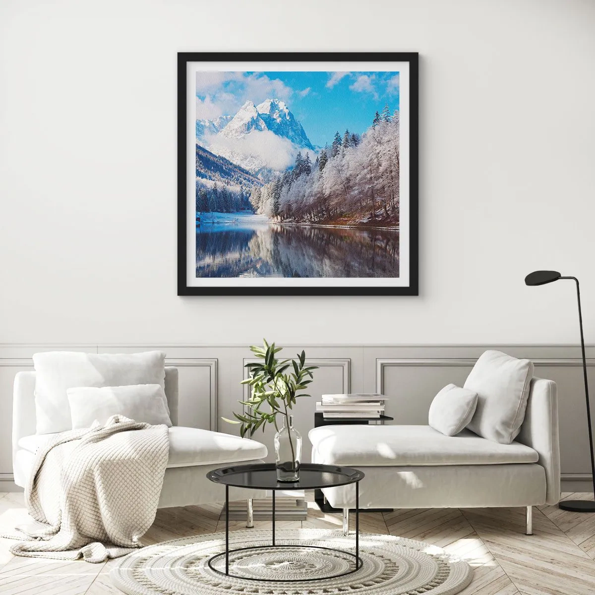 Poster în ramă neagră - Veghe de zăpadă - 30x30 cm