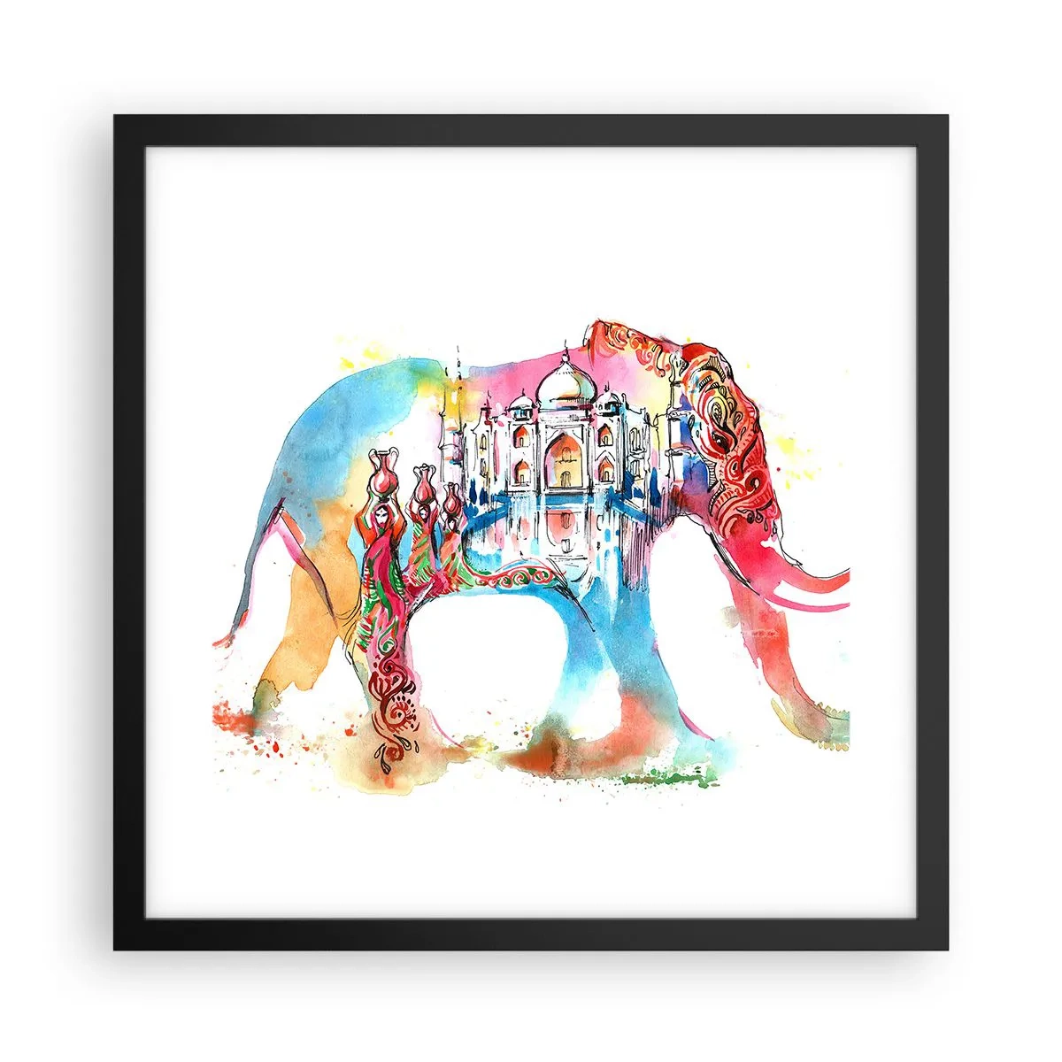 Poster în ramă neagră - India - aura iubirii - 40x40 cm